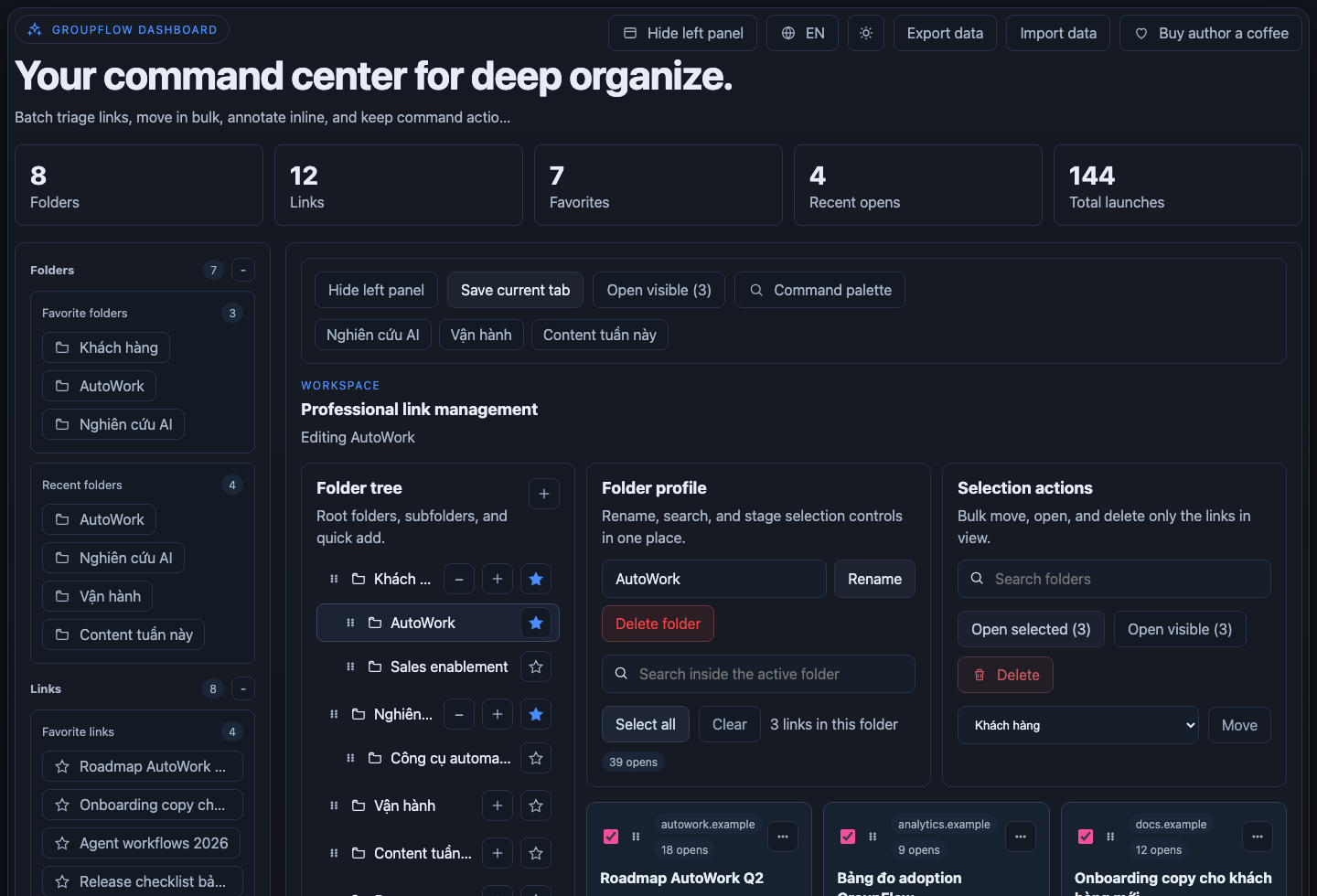 Bulk actions in dashboard (new UI)