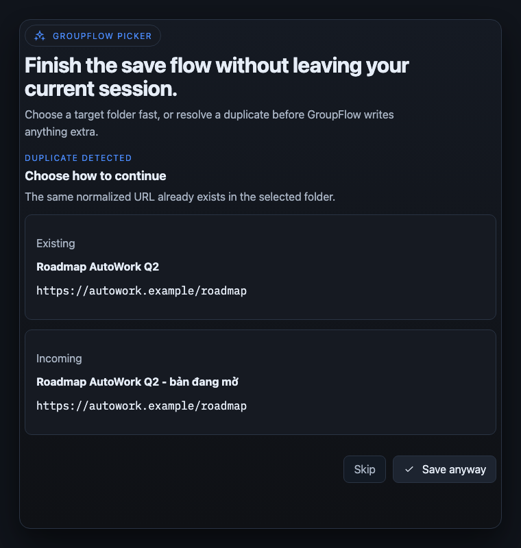 Duplicate handling dialog
